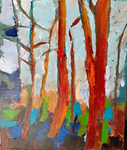 Les Arbres  Rouges. ( The red Trees) VI  -  Murmure des Arbres (Wispering Trees) von Genevieve Turpin, Andere Medien kaufen auf Singulart