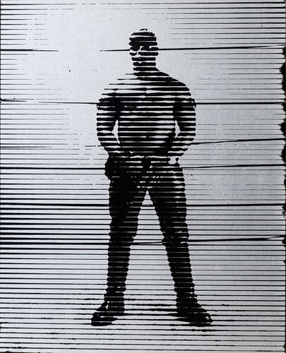 Black Leather Man Behind Blinds von Jörg Hamann, Druck kaufen auf Singulart