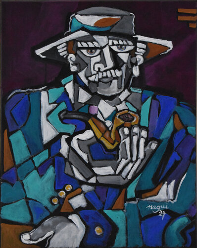 Man with pipe van Nagui Achamallah, Schilderij te koop op Singulart