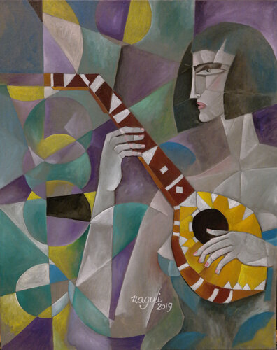 Woman with lute 19 de Nagui Achamallah, Pintura a la venta en Singulart