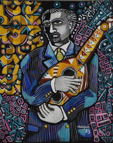 A man and his lute von Nagui Achamallah, Malerei kaufen auf Singulart