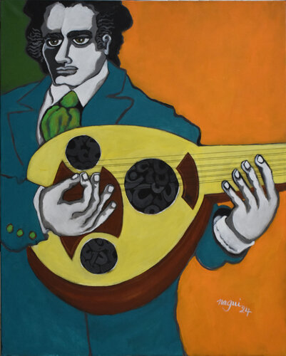 The Oudist 2024 by Nagui Achamallah, Painting for Sale on Singulart