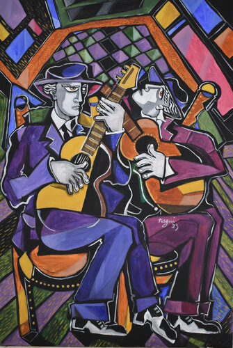 Two Flamenco Guitarists 23 by Nagui Achamallah, Painting for Sale on Singulart