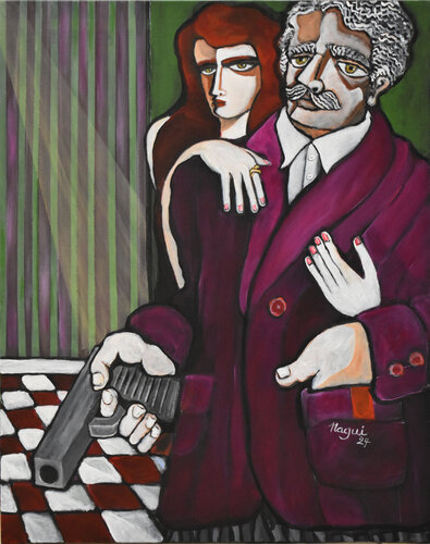 Paperback thriller by Nagui Achamallah, Painting for Sale on Singulart