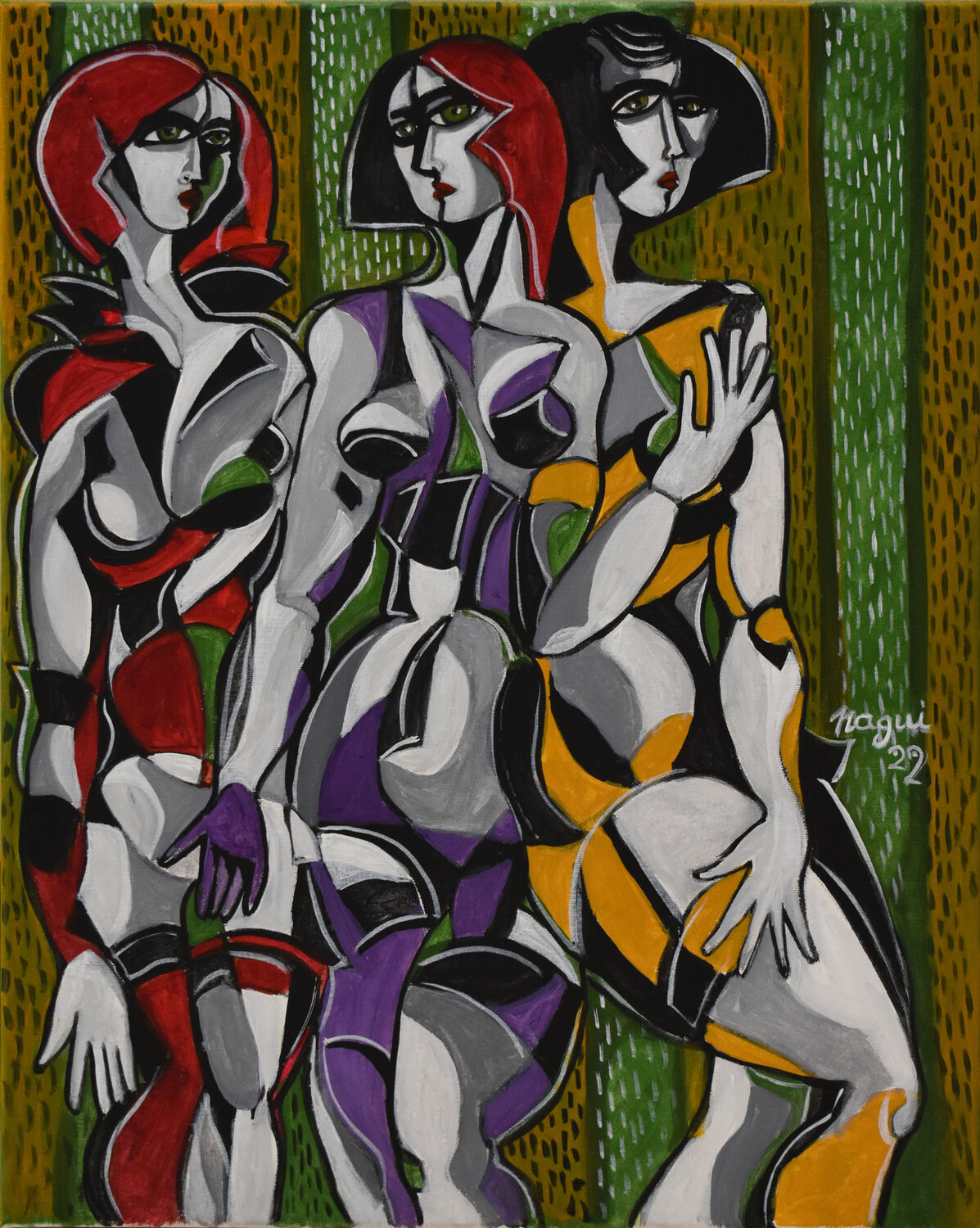 Three models posing Nagui Achamallah