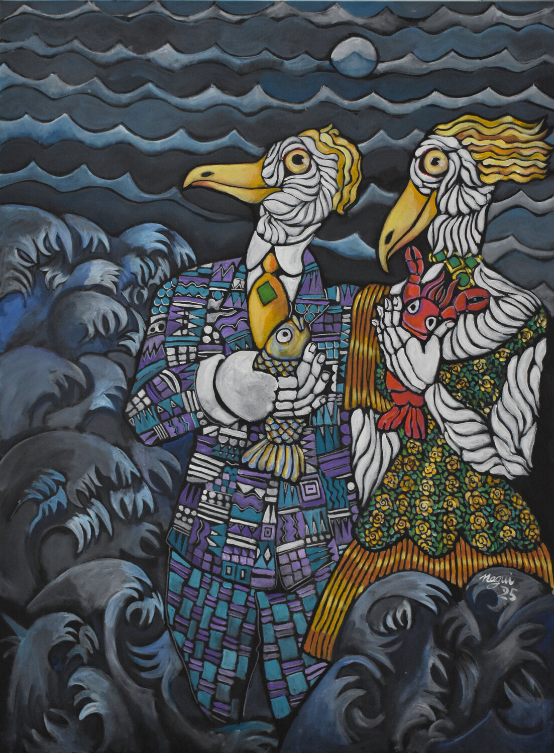 Seaguls Nagui Achamallah Original painting for sale