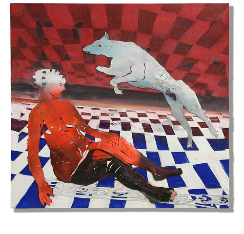 Frau mit Hund by Bettina Schilling, Painting for Sale on Singulart