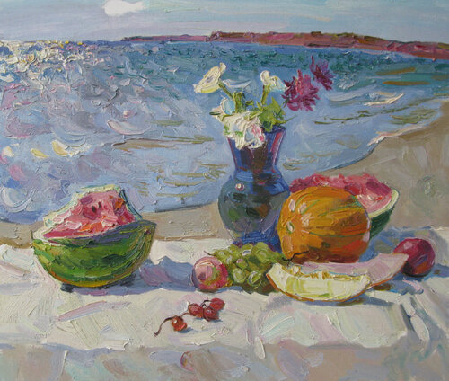 "Melon, Watermelon, and September Breeze" von Nataliia Loza, Malerei kaufen auf Singulart
