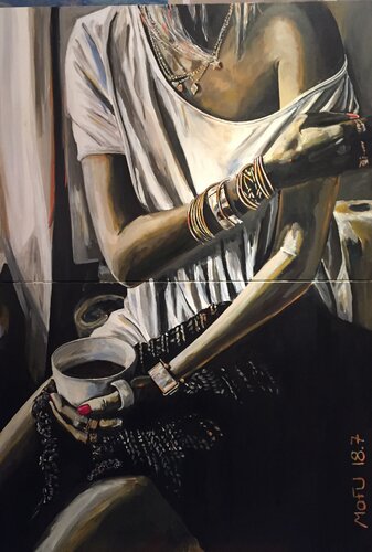 COFFEE BREAK (Sensuelles Collection - Diptych 18.7) van Mofu Banal Painter, Schilderij te koop op Singulart
