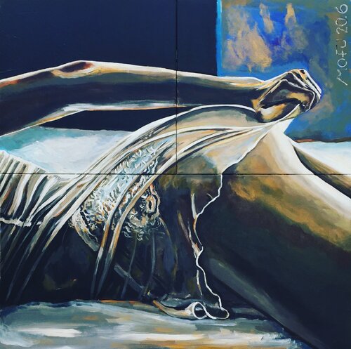 C'ERA UNA VOLTA, YESTERDAY YES A DAY  (Reflections series 11 - Triptych 20.6) by Mofu Banal Painter, Painting for Sale on Singulart