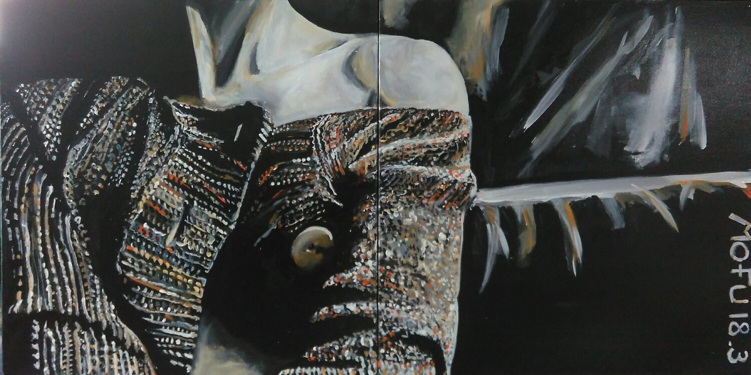 DOLCE CASHMERE   (Sensuelles Collection - Diptych 18.3) Mofu Banal Painter Originalgemälde zu verkaufen