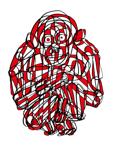 The Ape – Modern Abstract Primate Portrait by Roi Pajursky, Painting for Sale on Singulart