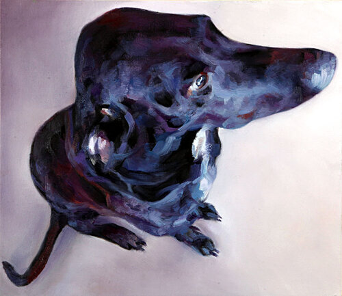 The Blue Companion – Expressive Dog Portrait by Roi Pajursky, Painting for Sale on Singulart