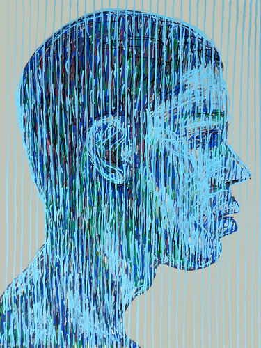 Filtered Identity – The Blue Portrait par Roi Pajursky, Peinture en vente sur Singulart