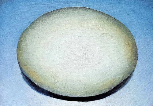 The Genesis Oval – Minimalist Oil Study de Roi Pajursky, Pintura a la venta en Singulart