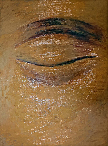The Internal Gaze – Closed Eye Oil Pastel Study von Roi Pajursky, Malerei kaufen auf Singulart