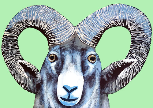The Ram's Symmetry | Original Acrylic Painting by Roi Pajursky, Painting for Sale on Singulart