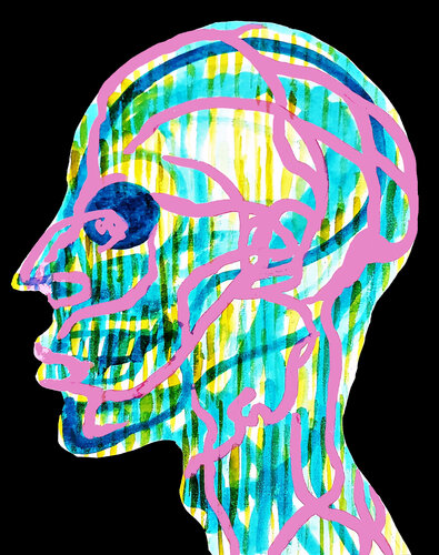 Skull Study in Pink and Turquoise by Roi Pajursky, Painting for Sale on Singulart