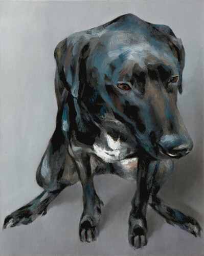 The Loyal Observer: A Study in Indigo and Shadow von Roi Pajursky, Malerei kaufen auf Singulart