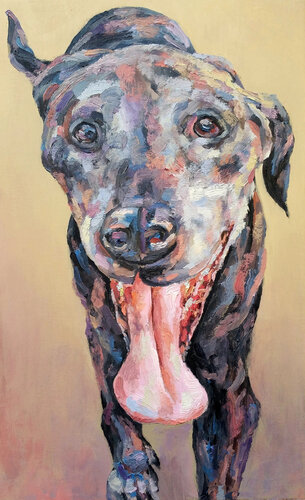 The Spotted Companion: Expressive Dog Portrait by Roi Pajursky, Painting for Sale on Singulart
