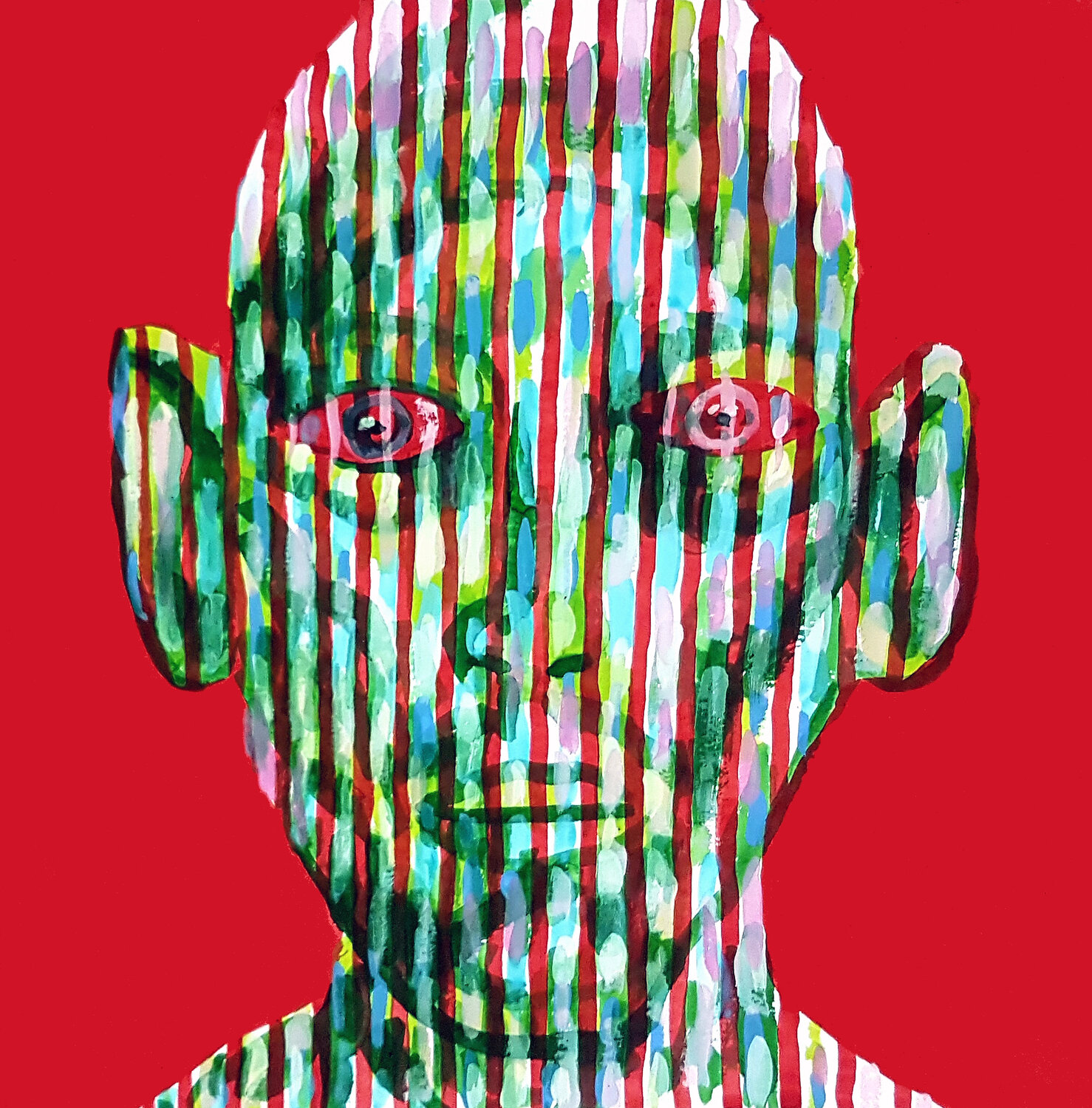 The Spiral Within: Abstract Geometric Ink Portrait Roi Pajursky Originalgemälde zu verkaufen