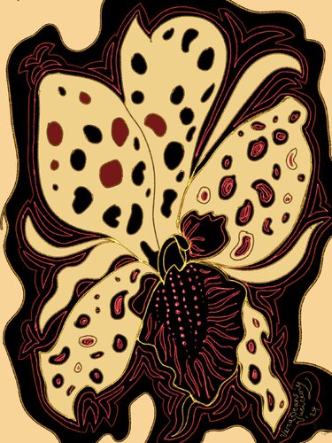 Otherworldly Orchid Drawing : (Digital Metallic pen) von Vera Deans (Vucicevic), Digital kaufen auf Singulart