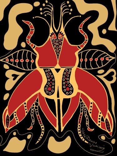Queen Beetle (Digital Drawing) van Vera Deans (Vucicevic), Digitaal te koop op Singulart