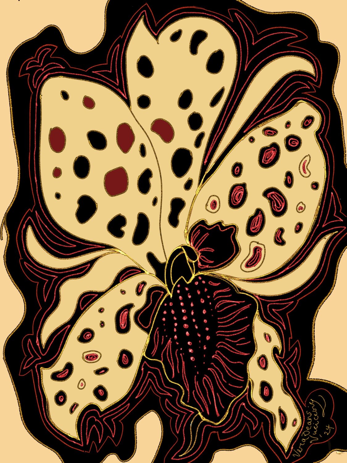 Otherworldly Orchid Drawing : (Digital Metallic pen) Vera Deans (Vucicevic)