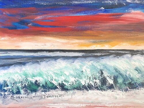 Rolling Wave Sunset by Catherine Ludwig Donleycott, Painting for Sale on Singulart