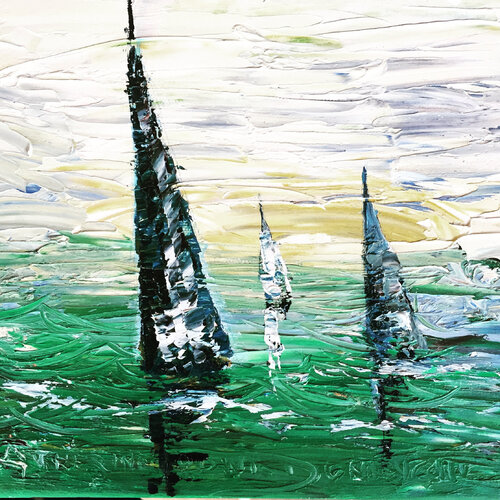 THREE SHIPS SAILING van Catherine Ludwig Donleycott, Schilderij te koop op Singulart