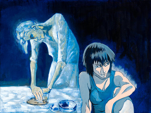 Woman Ironing with Motoko van Kent Laforme, Schilderij te koop op Singulart