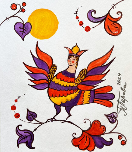 Alkonost - Vogel des Glücks by Tatjana Perowa, Painting for Sale on Singulart