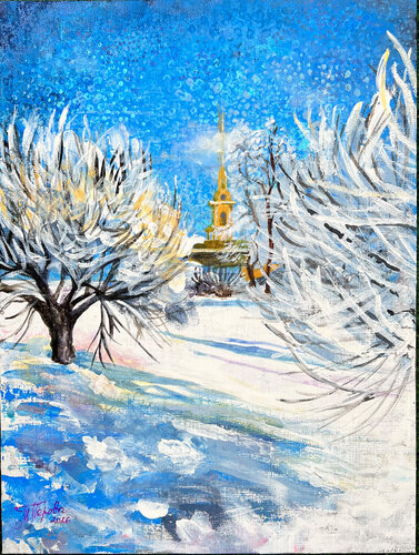 Sonniger Wintertag in Petersburg van Tatjana Perowa, Schilderij te koop op Singulart