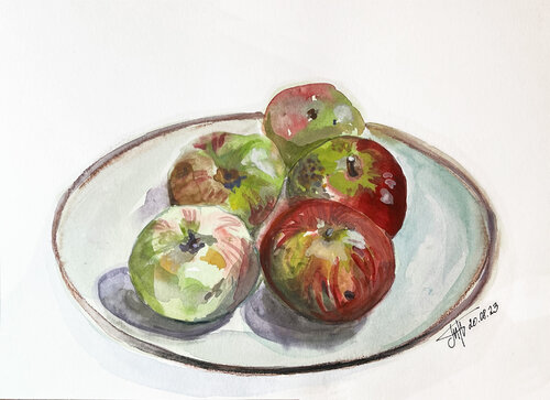 Brandenburger Äpfel di Tatjana Perowa, Pittura in vendita su Singulart