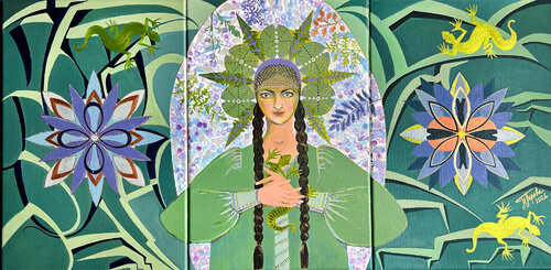 The Mistress of the Copper Mountain of Ural van Tatjana Perowa, Schilderij te koop op Singulart