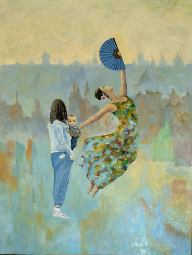 El abanico von juan Alfonso Marban Muñoz, Malerei kaufen auf Singulart