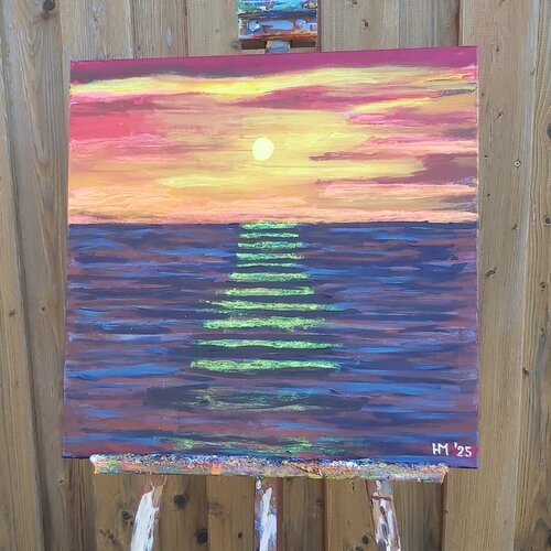 SAM25-003 Sonnenuntergan am sStrand von Dranske auf Rügen von Michael Hoos, Malerei kaufen auf Singulart