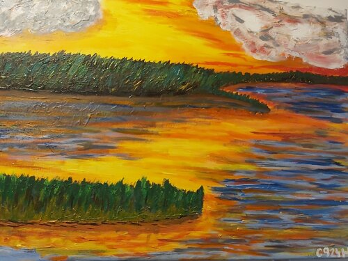 SAM24-013 Igendwo in der Abendsonne Norwegens von Michael Hoos, Malerei kaufen auf Singulart