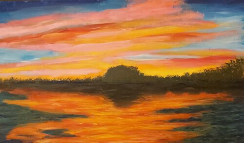 SLS22-010 Sonnenuntergang am Staffelsee von Michael Hoos, Malerei kaufen auf Singulart