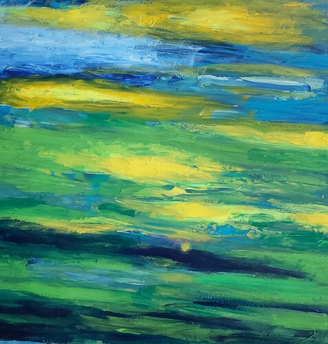 XAM25-001 Some shades of blue and yellow von Michael Hoos, Malerei kaufen auf Singulart