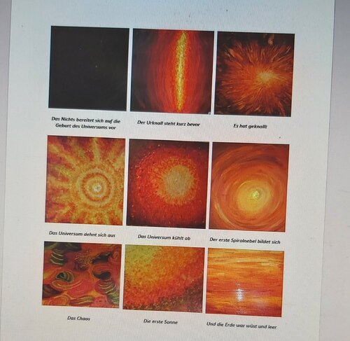 der Ablauf des Urknalls. Serie aus 9 Gemälden 40x40 de Michael Hoos, Pintura a la venta en Singulart