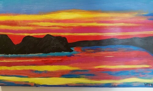 SAM26-005  Sonnnenuntzergang im Hohen Norden by Michael Hoos, Painting for Sale on Singulart