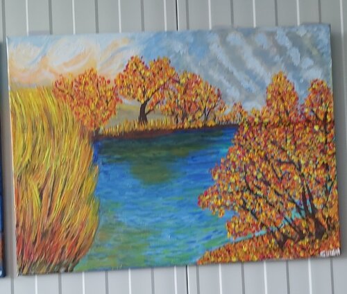 HLH16-001-16 Herbststurm kündig sich am See an par Michael Hoos, Peinture en vente sur Singulart