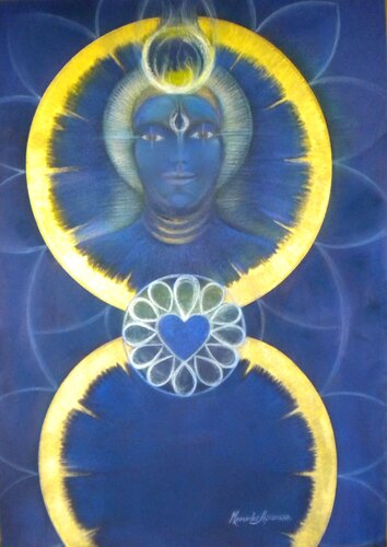 ´ ANGEL PODER DE LUZ AZUL DORADA´ ´ par Mercedes Aparicio, Peinture en vente sur Singulart