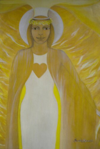 ´ ANGEL PODER DE LUZ DORADA´ ´ par Mercedes Aparicio, Peinture en vente sur Singulart