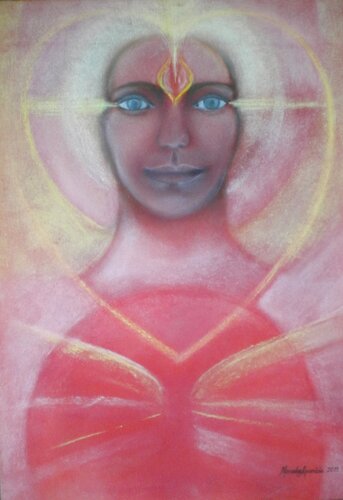 ´ EL ÁNGEL DE LUZ ROJA DORADA´ par Mercedes Aparicio, Peinture en vente sur Singulart