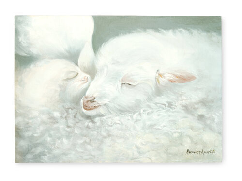 ´ DOS OVEJITAS BLANCAS´ van Mercedes Aparicio, Schilderij te koop op Singulart