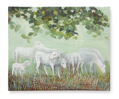 ´ OVEJAS BLANCAS´ van Mercedes Aparicio, Schilderij te koop op Singulart