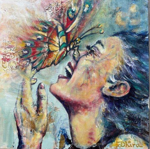 Butterfly Kiss by Dhira Barein, 회화 for Sale on Singulart
