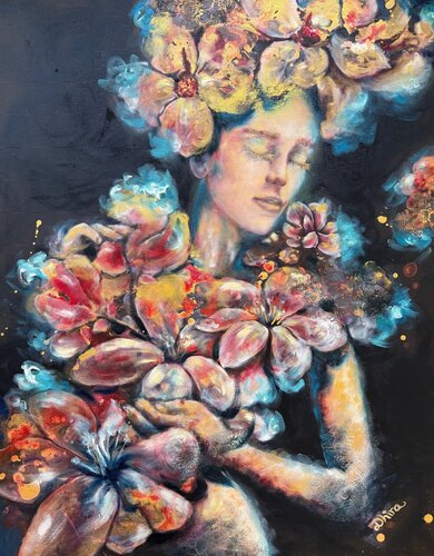 Dancing orchids by Dhira Barein, 회화 for Sale on Singulart